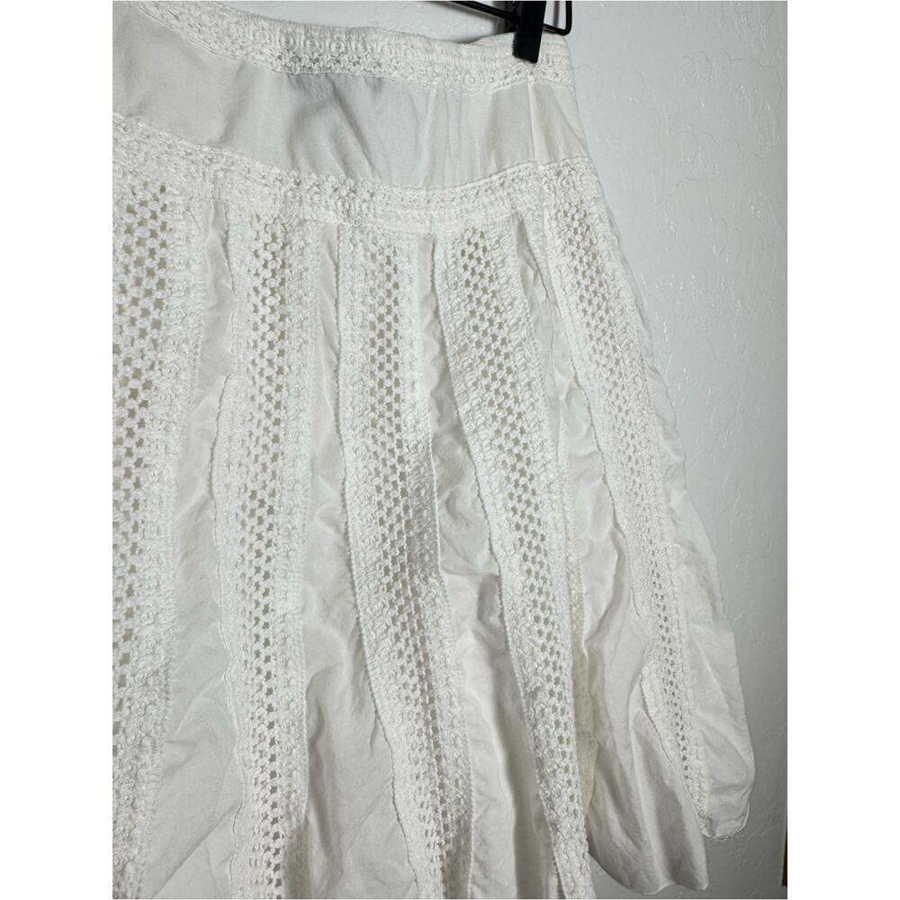Y2K New York & Company White Open Knit Crochet Skater A-line Skirt - Picture 11 of 13